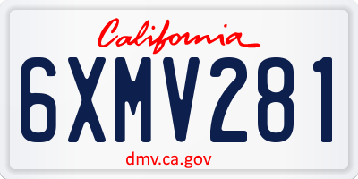 CA license plate 6XMV281