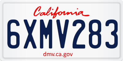 CA license plate 6XMV283