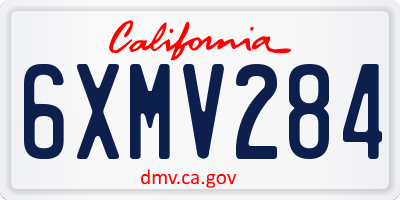 CA license plate 6XMV284