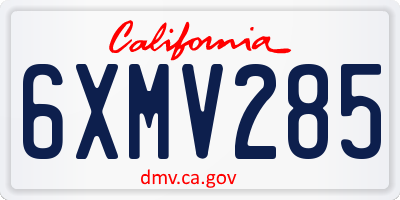 CA license plate 6XMV285