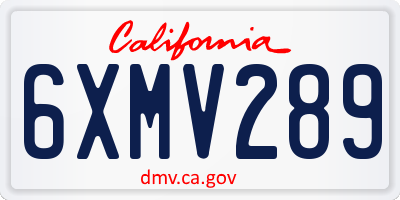 CA license plate 6XMV289