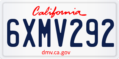 CA license plate 6XMV292