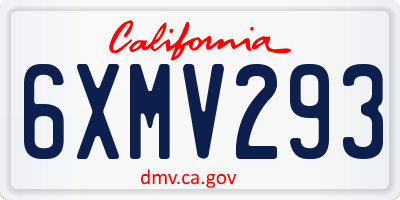 CA license plate 6XMV293