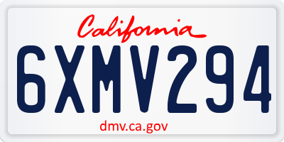 CA license plate 6XMV294
