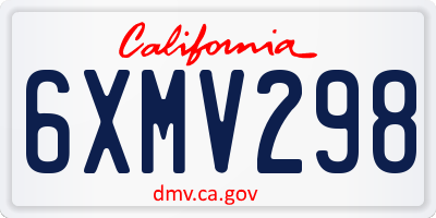 CA license plate 6XMV298
