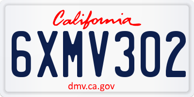 CA license plate 6XMV302