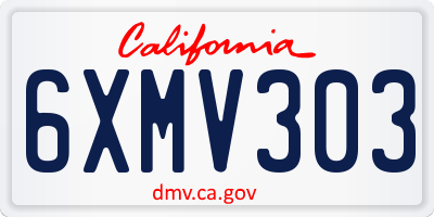 CA license plate 6XMV303
