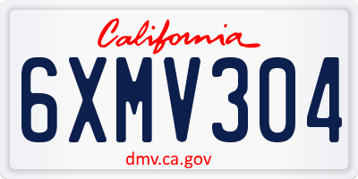 CA license plate 6XMV304