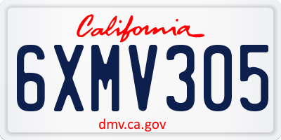 CA license plate 6XMV305