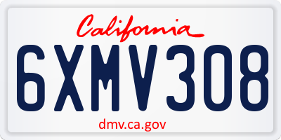 CA license plate 6XMV308