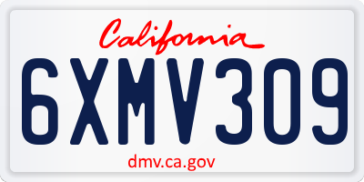 CA license plate 6XMV309