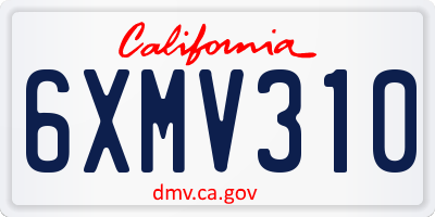 CA license plate 6XMV310