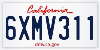 CA license plate 6XMV311