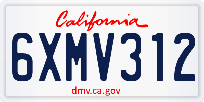 CA license plate 6XMV312