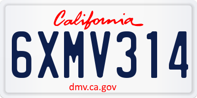 CA license plate 6XMV314