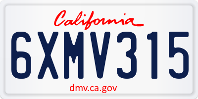 CA license plate 6XMV315
