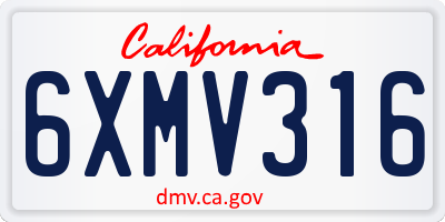 CA license plate 6XMV316
