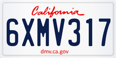CA license plate 6XMV317