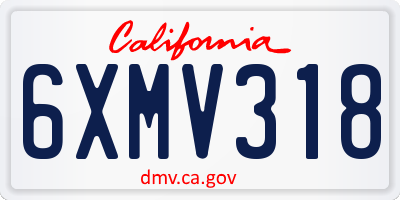 CA license plate 6XMV318