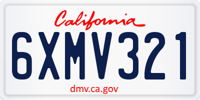 CA license plate 6XMV321