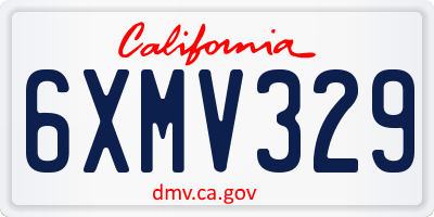 CA license plate 6XMV329