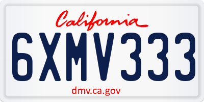 CA license plate 6XMV333