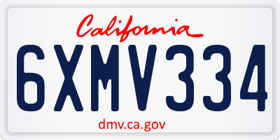 CA license plate 6XMV334