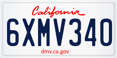 CA license plate 6XMV340