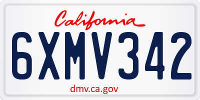 CA license plate 6XMV342