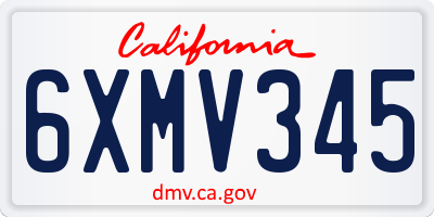 CA license plate 6XMV345