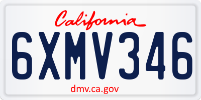 CA license plate 6XMV346