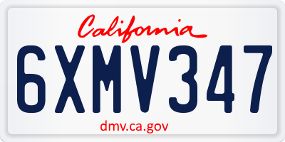CA license plate 6XMV347