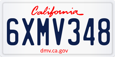 CA license plate 6XMV348