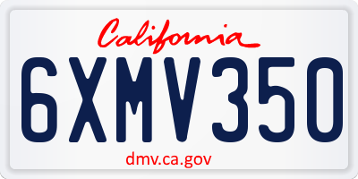 CA license plate 6XMV350