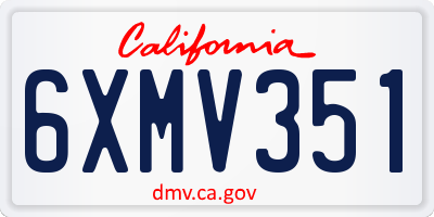 CA license plate 6XMV351
