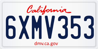 CA license plate 6XMV353