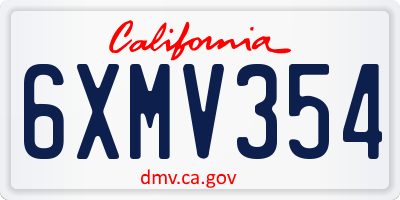 CA license plate 6XMV354