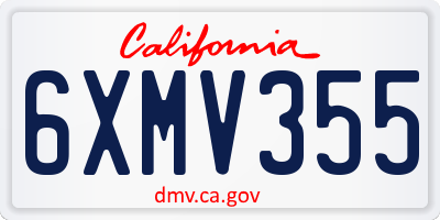 CA license plate 6XMV355