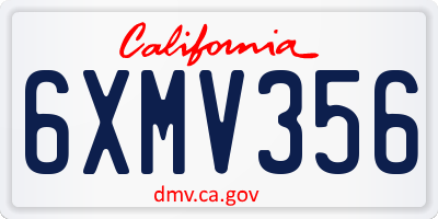 CA license plate 6XMV356