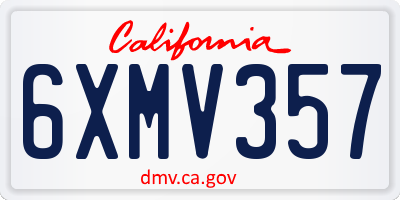 CA license plate 6XMV357