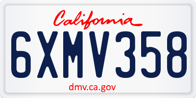 CA license plate 6XMV358