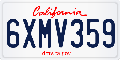 CA license plate 6XMV359