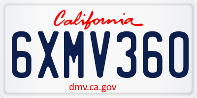 CA license plate 6XMV360