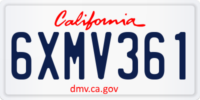 CA license plate 6XMV361