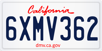 CA license plate 6XMV362