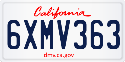 CA license plate 6XMV363