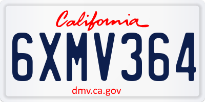 CA license plate 6XMV364