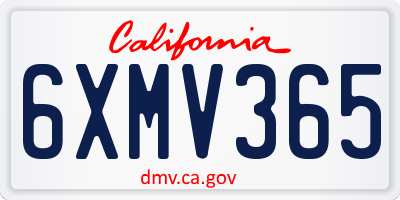 CA license plate 6XMV365