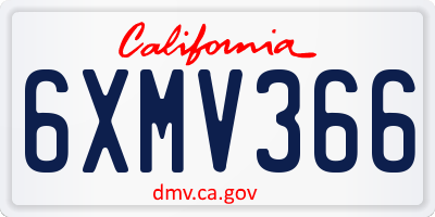 CA license plate 6XMV366