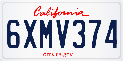 CA license plate 6XMV374